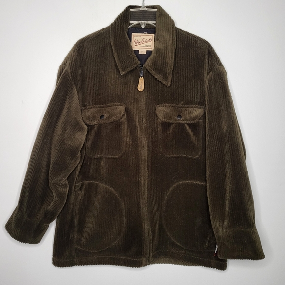 Woolrich Men’s Brown Wide Corduroy Jacket Size Large Closure Men's Coat Pockets - Picture 1 of 16
